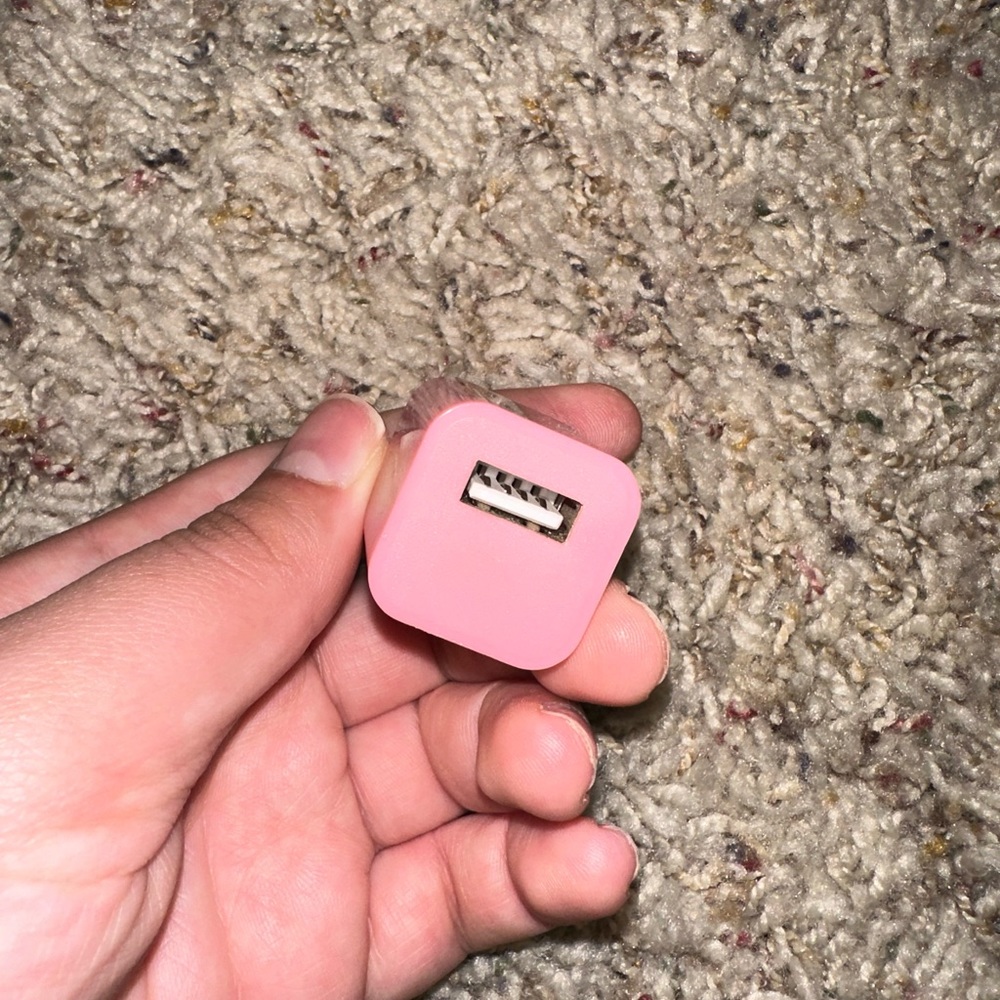 Pink iPhone charger block